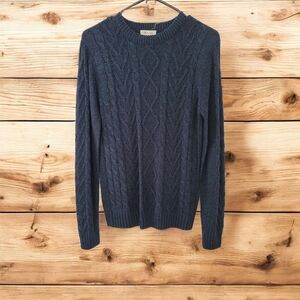 Classic Navy Cable Knit Crewneck Sweater